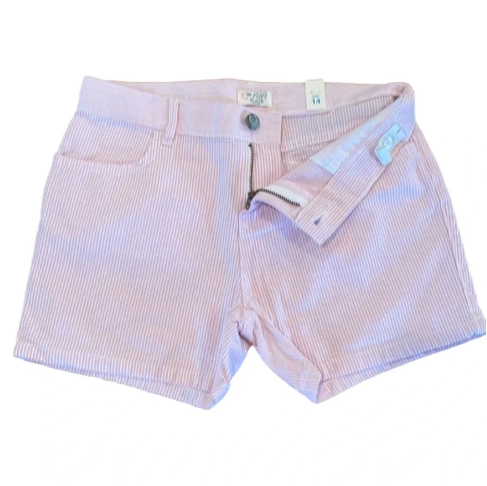𝅺The Children’s Place Adjustable Waist Girls Pink White Stripe Short Size 14